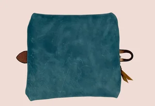 Leather or embroidery product image leather teal toiletry bag bottom