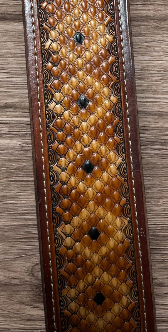 custom tooled leather snake print on sling