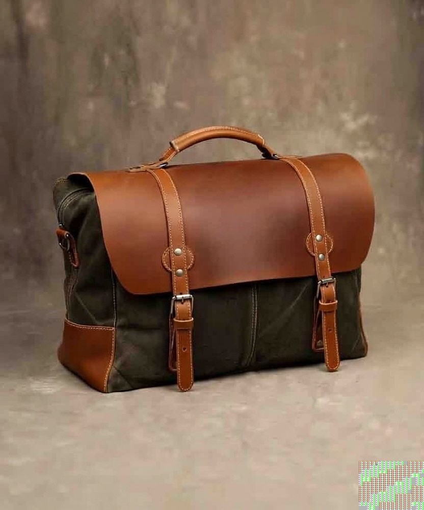 Waxed Canvas Weekender with leather accents