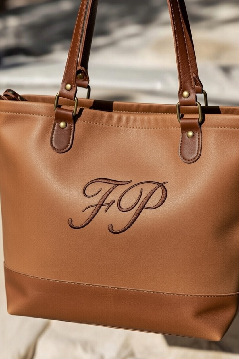 Custom embroidered leather purse