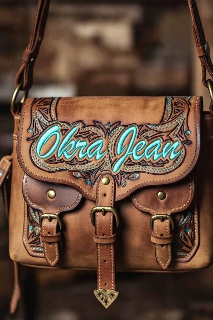 Leather purse available for custom embroidery